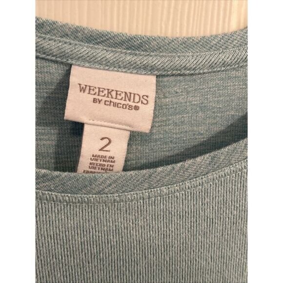 Weekends by Chicos Teal Tank Top Scoop Neck Women's Size‎ 2 / L - Picture 3 of 5